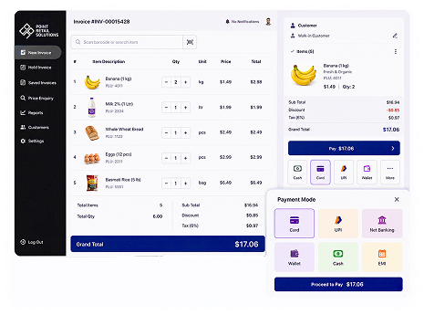 Multiple payment options screen
